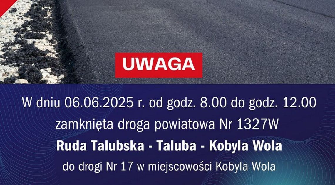 Uwaga! Zamknięta droga w gm. Górzno