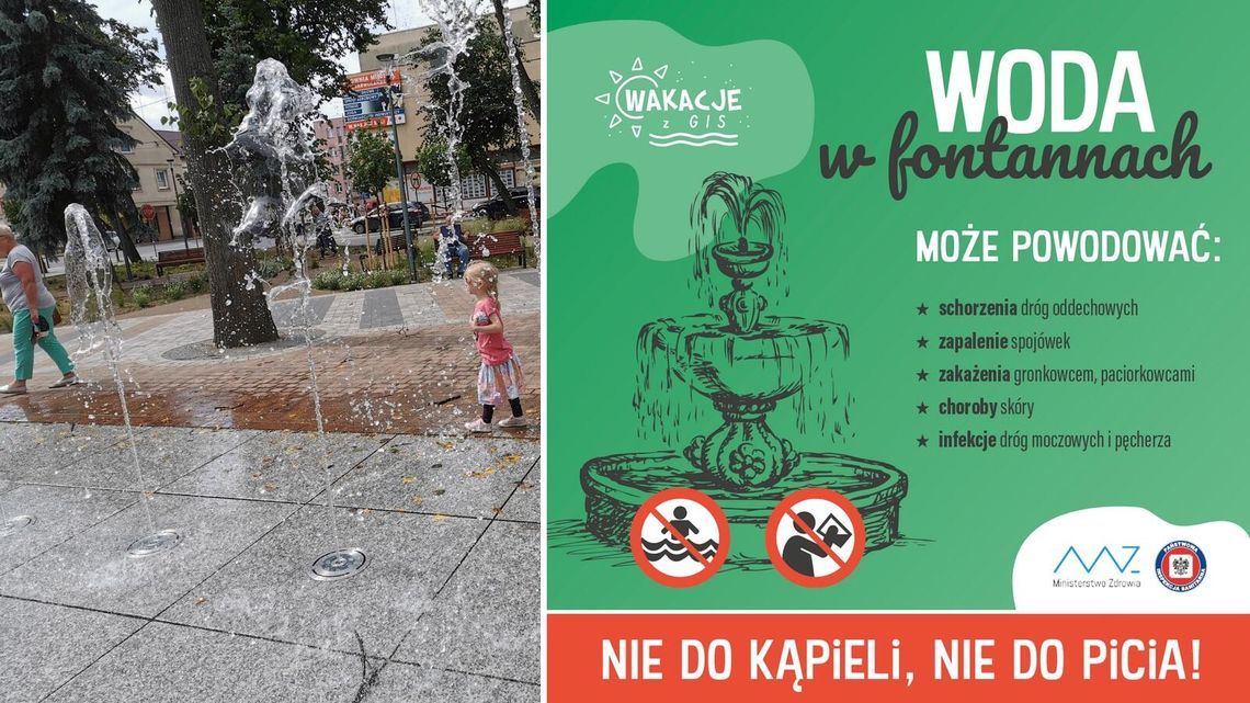 Woda w miejskiej fontannie nie nadaje się do kąpieli ani do picia