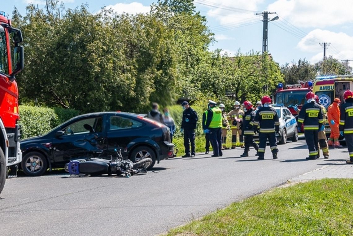 Wypadek motocyklisty w Oziemkówce