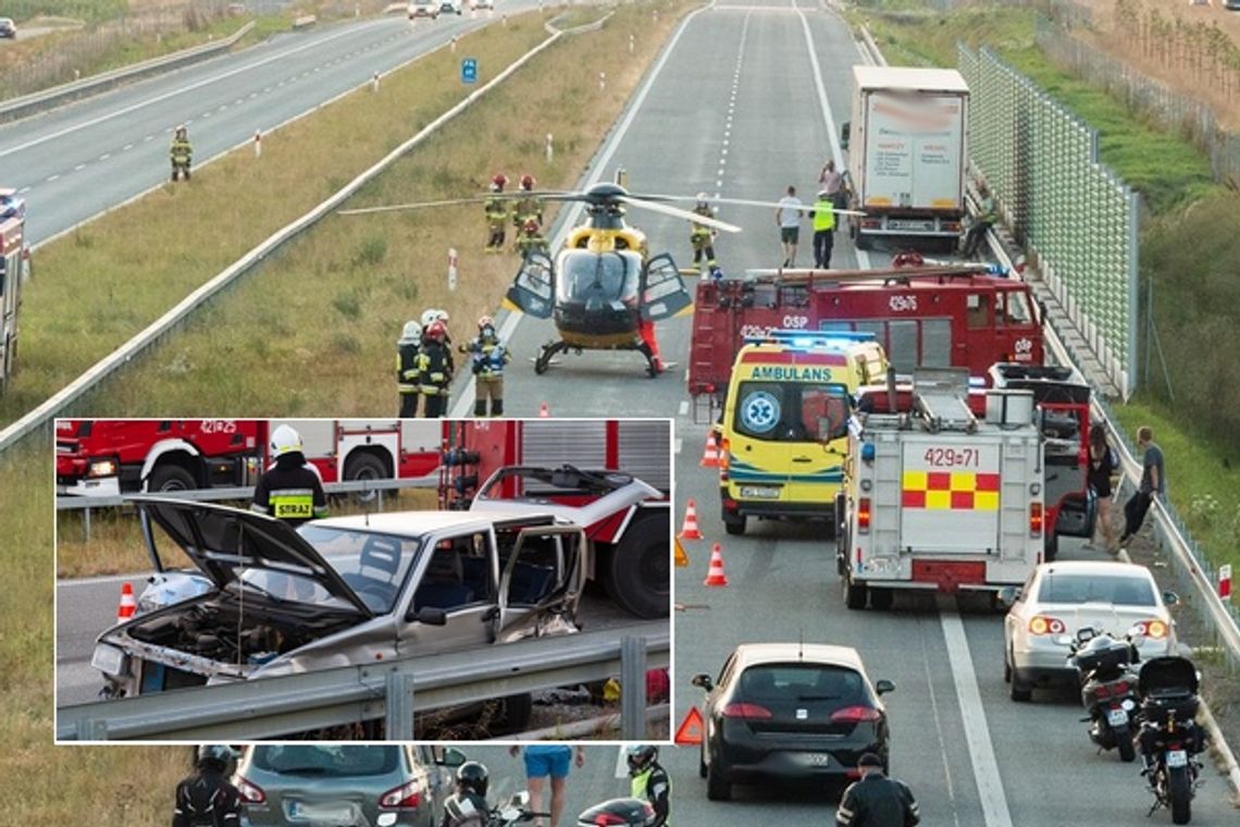 Wypadek w Trojanowie. Na S17 lądował LPR