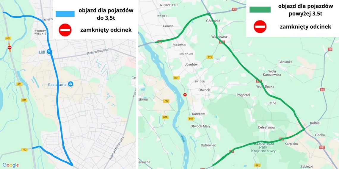 Zamknięty fragment nadwiślanki. Są objazdy