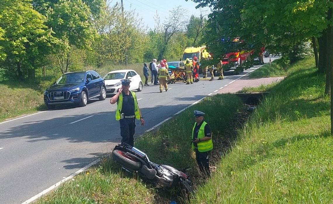 Zderzenie auta z motocyklem. Zablokowana DK 76