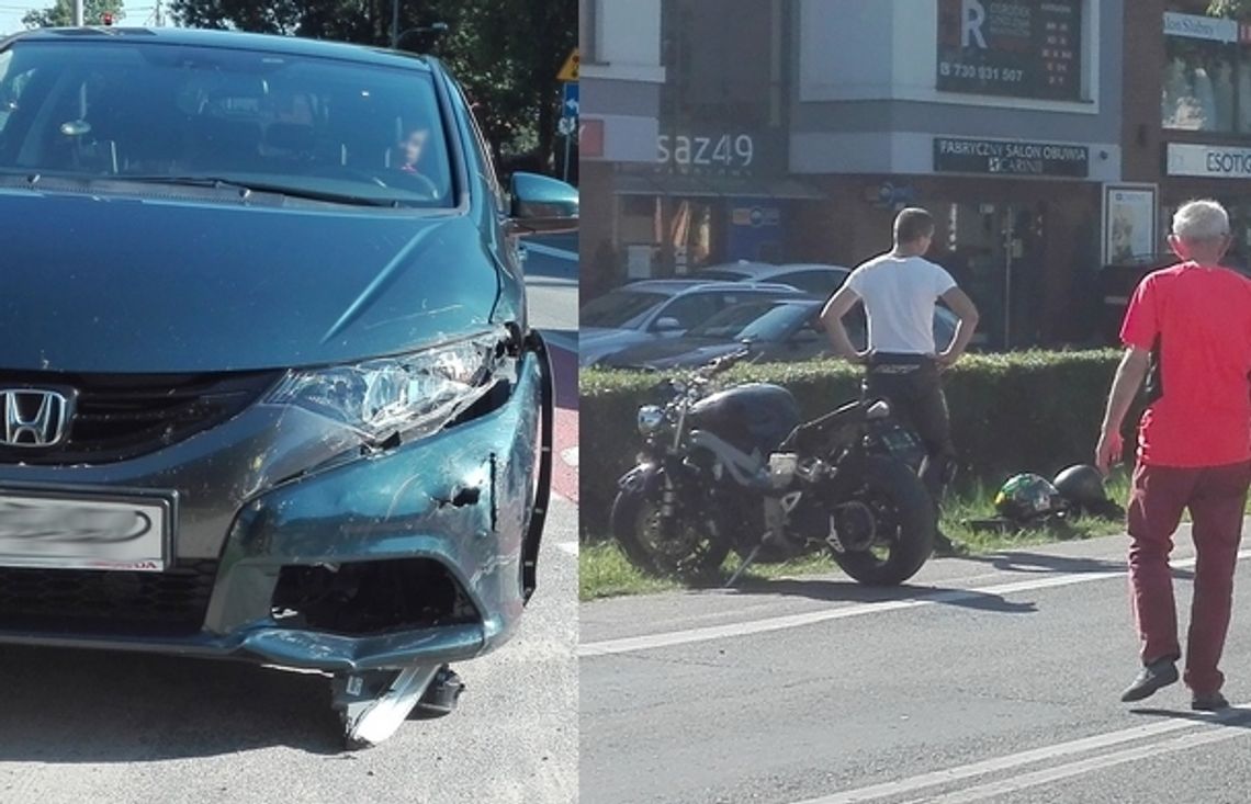 Zderzenie motocykla i osobówki