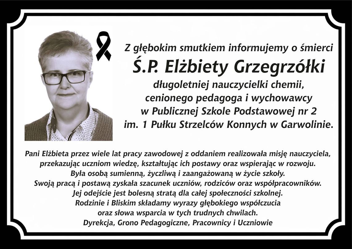 Zmarła Elżbieta Grzegrzółka