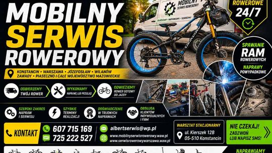 MOBILNY SERWIS ROWEROWY – KONSTANCIN, WARSZAWA, JÓZEFOSŁAW, WILANÓW, ZAWADY, PIASECZNO I CAŁE WOJEWÓ