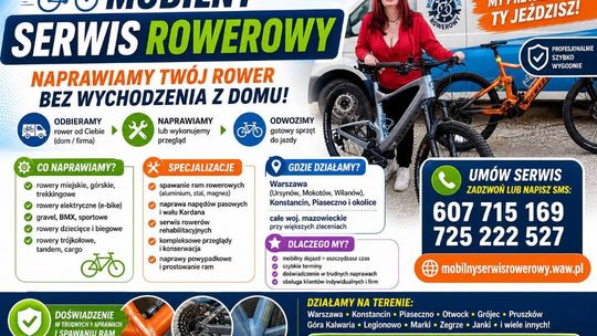 Mobilny serwis rowerowy Warszawa i Konstancin - naprawa, spawanie ram, rowery elektryczne
