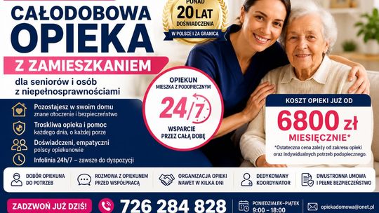 Opieka z zamieszkaniem całodobowa  dla seniorów - sprawdzona firma z ponad 20-letnim doświadczeniem