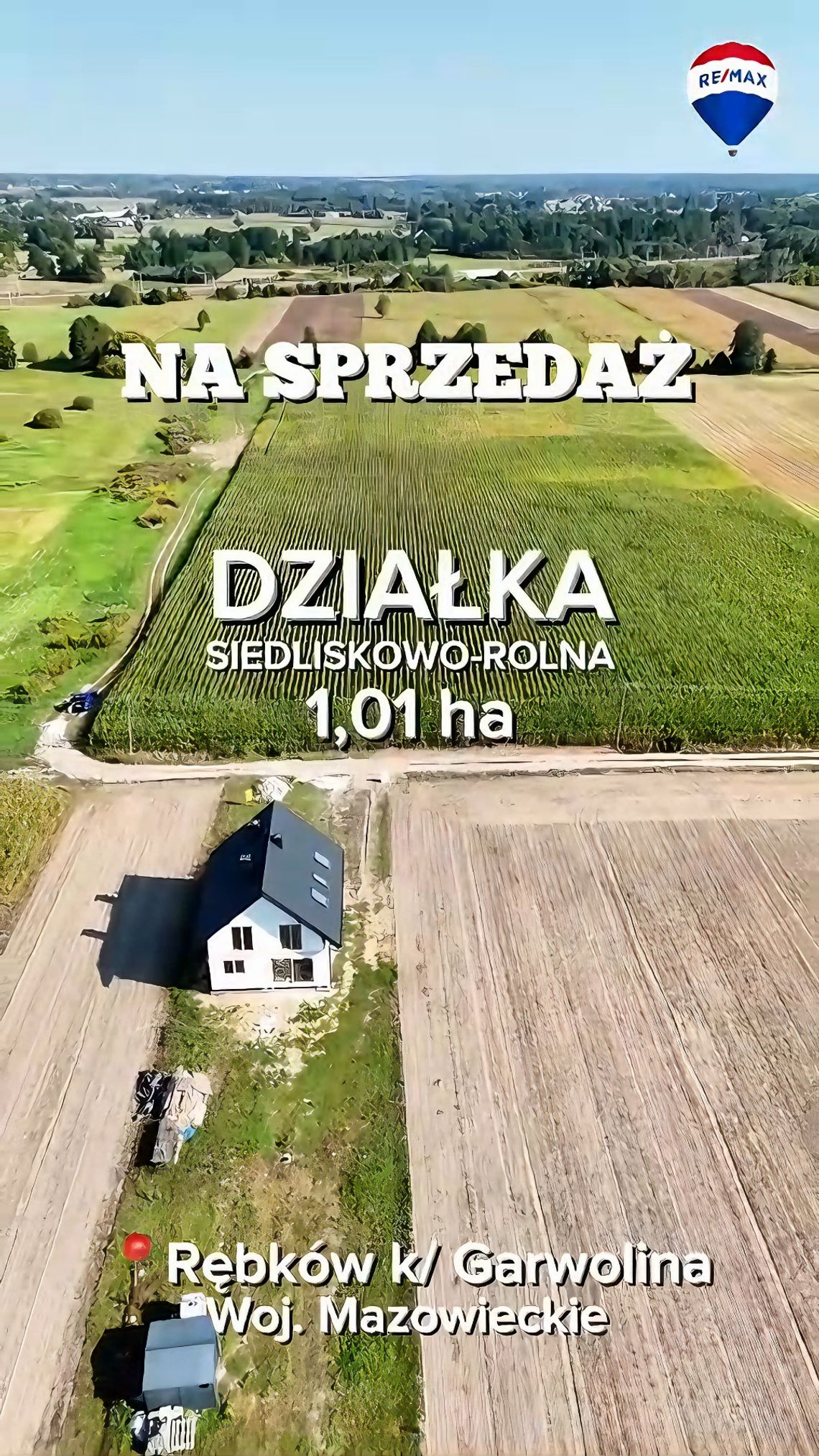 Działka siedliskowo-rolna 1,01 ha – Rębków/ z MPZP Działka siedliskowo-rolna 1,01 ha – Rębków/ z MPZP