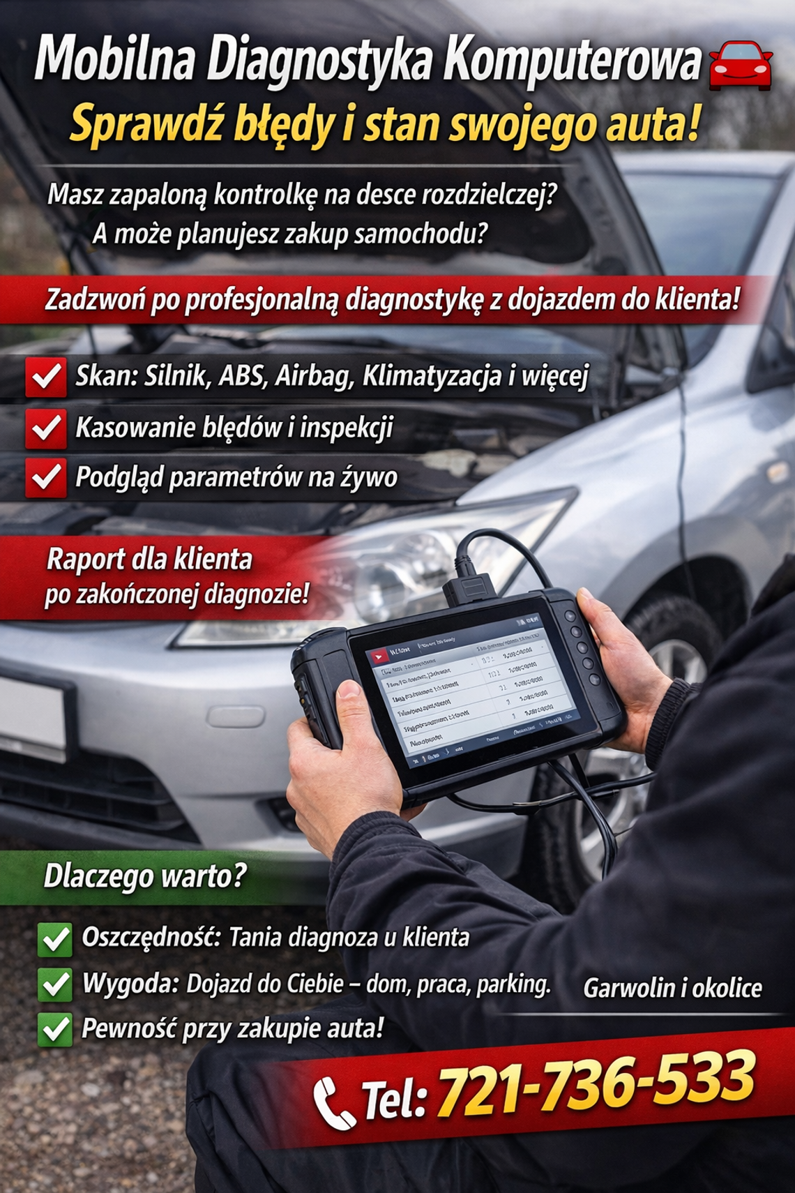 Mobilna Diagnostyka Komputerowa Aut – Garwolin i okolice | Szybka Pomoc