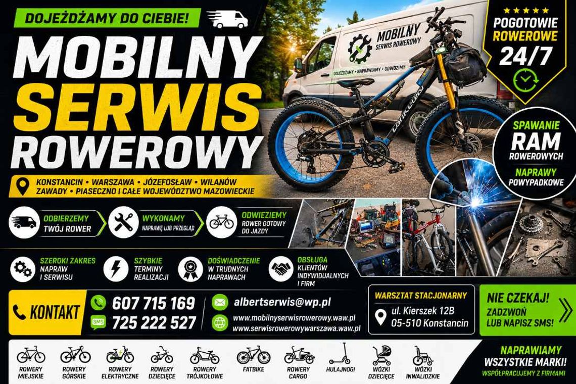 MOBILNY SERWIS ROWEROWY – KONSTANCIN, WARSZAWA, JÓZEFOSŁAW, WILANÓW, ZAWADY, PIASECZNO I CAŁE WOJEWÓ