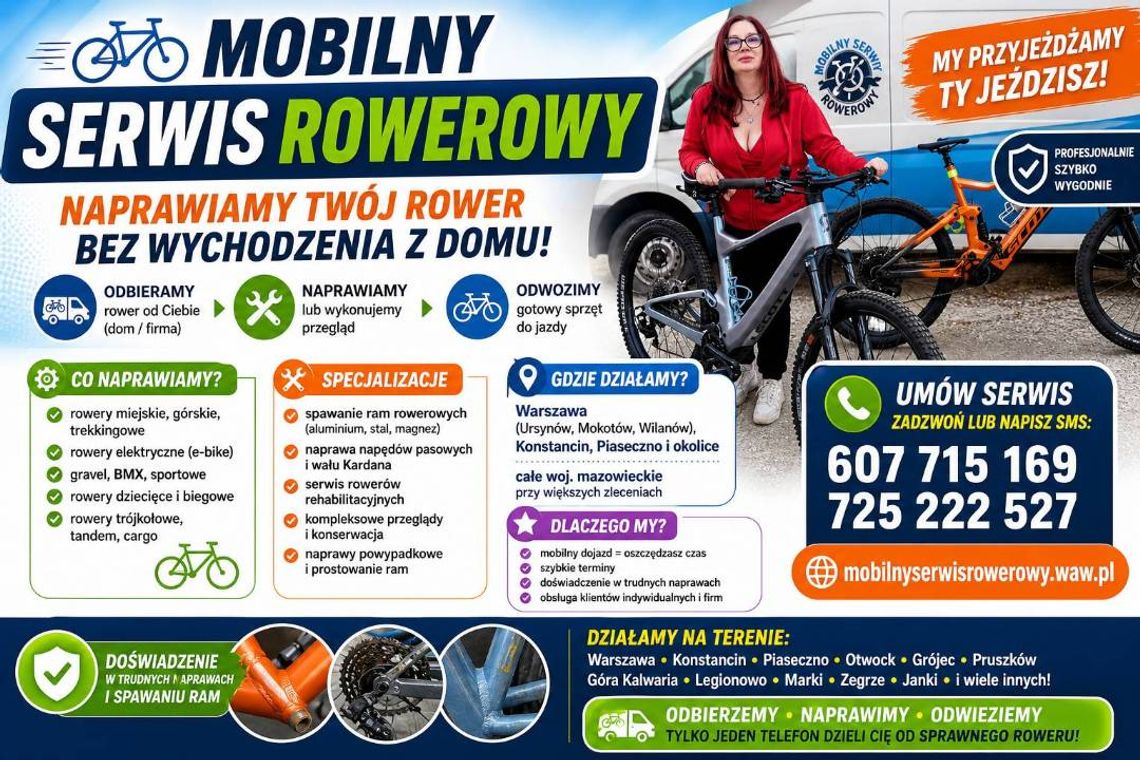 Mobilny serwis rowerowy Warszawa i Konstancin - naprawa, spawanie ram, rowery elektryczne