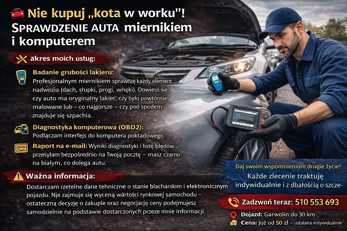 🚗 Nie kupuj „kota w worku”! Sprawdzenie auta miernikiem i komputerem 🚗 Nie kupuj „kota w worku”! Sprawdzenie auta miernikiem i komputerem