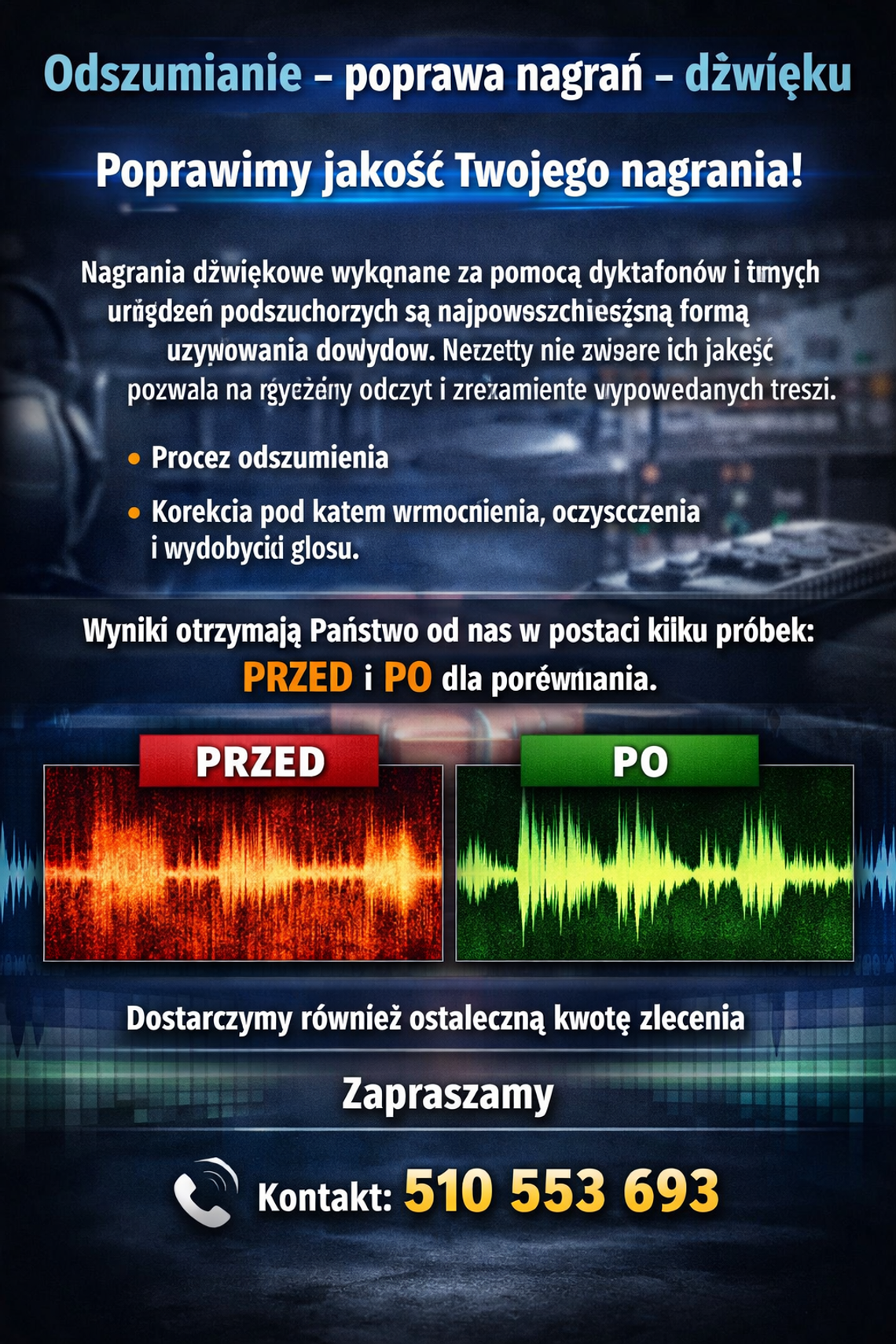 Odszumianie - poprawa nagrań - dźwięku