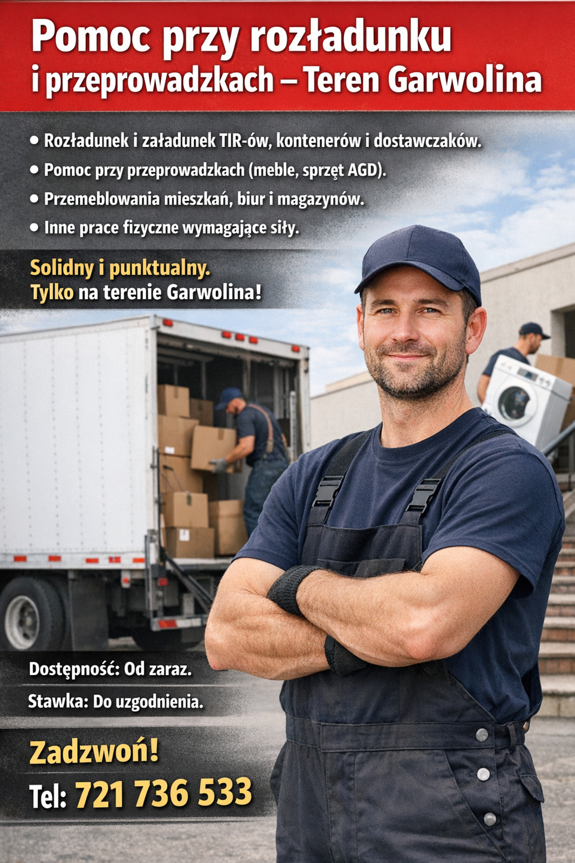 Pomoc przy rozładunku i przeprowadzkach – Teren Garwolina