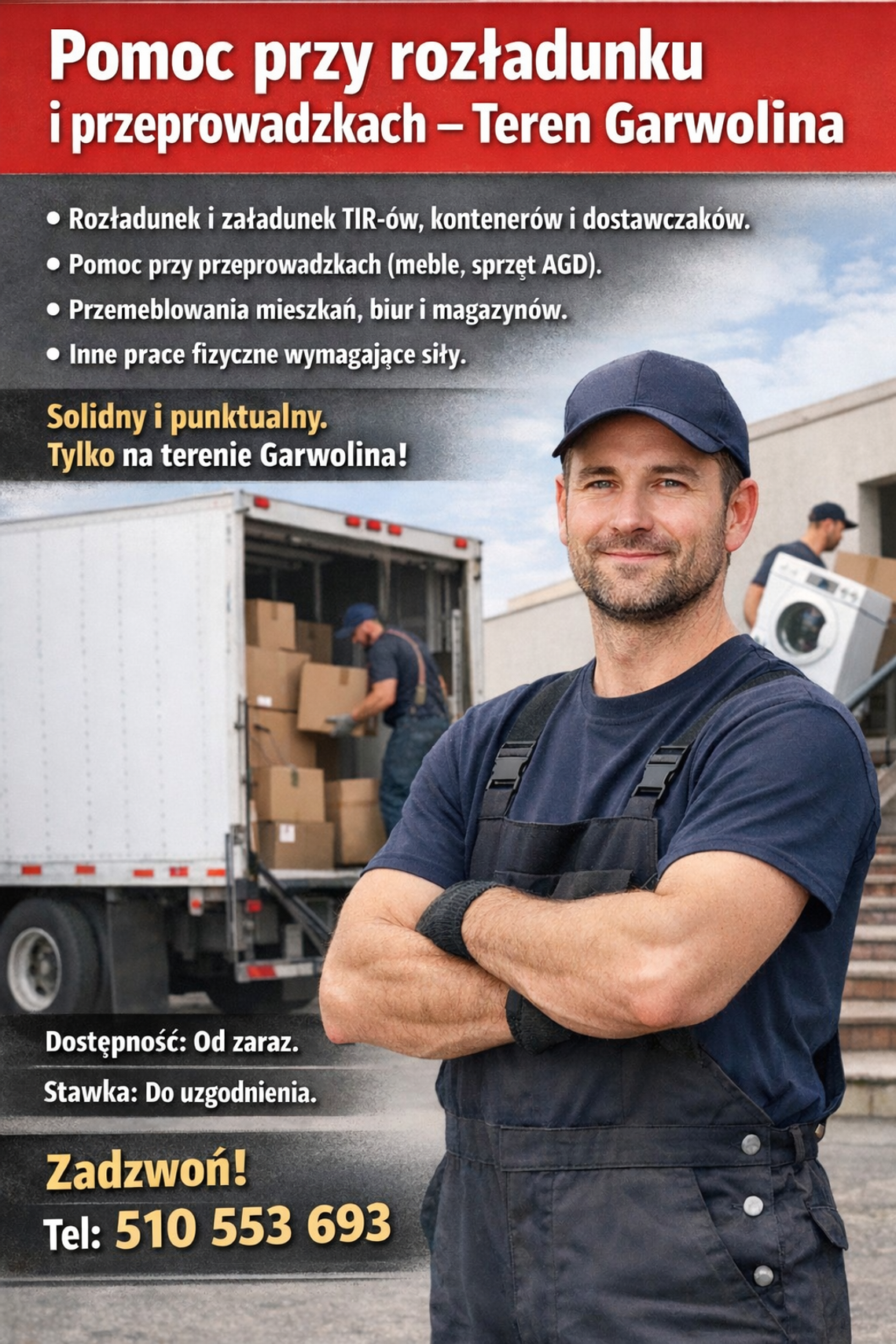 Pomoc przy rozładunku i przeprowadzkach – Teren Garwolina