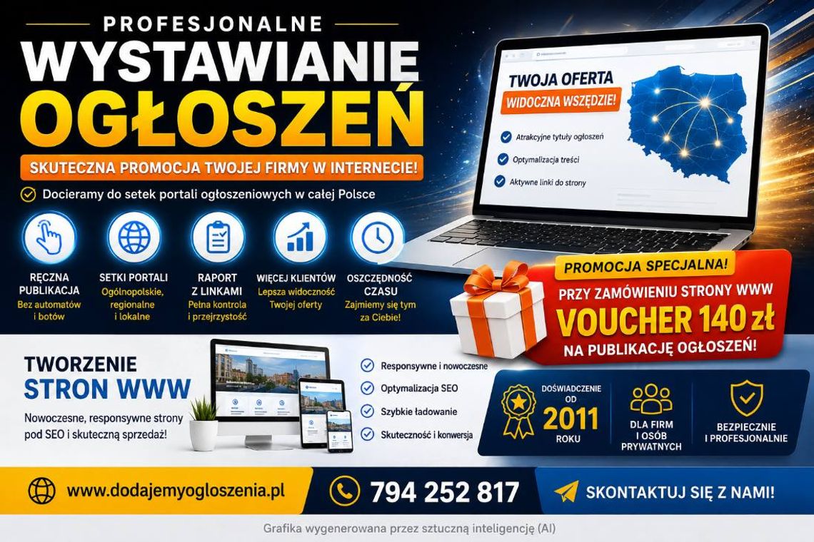 Wystawianie ogłoszeń dla usług, sklepów i firm + Tanie strony WWW Wystawianie ogłoszeń dla usług, sklepów i firm + Tanie strony WWW
