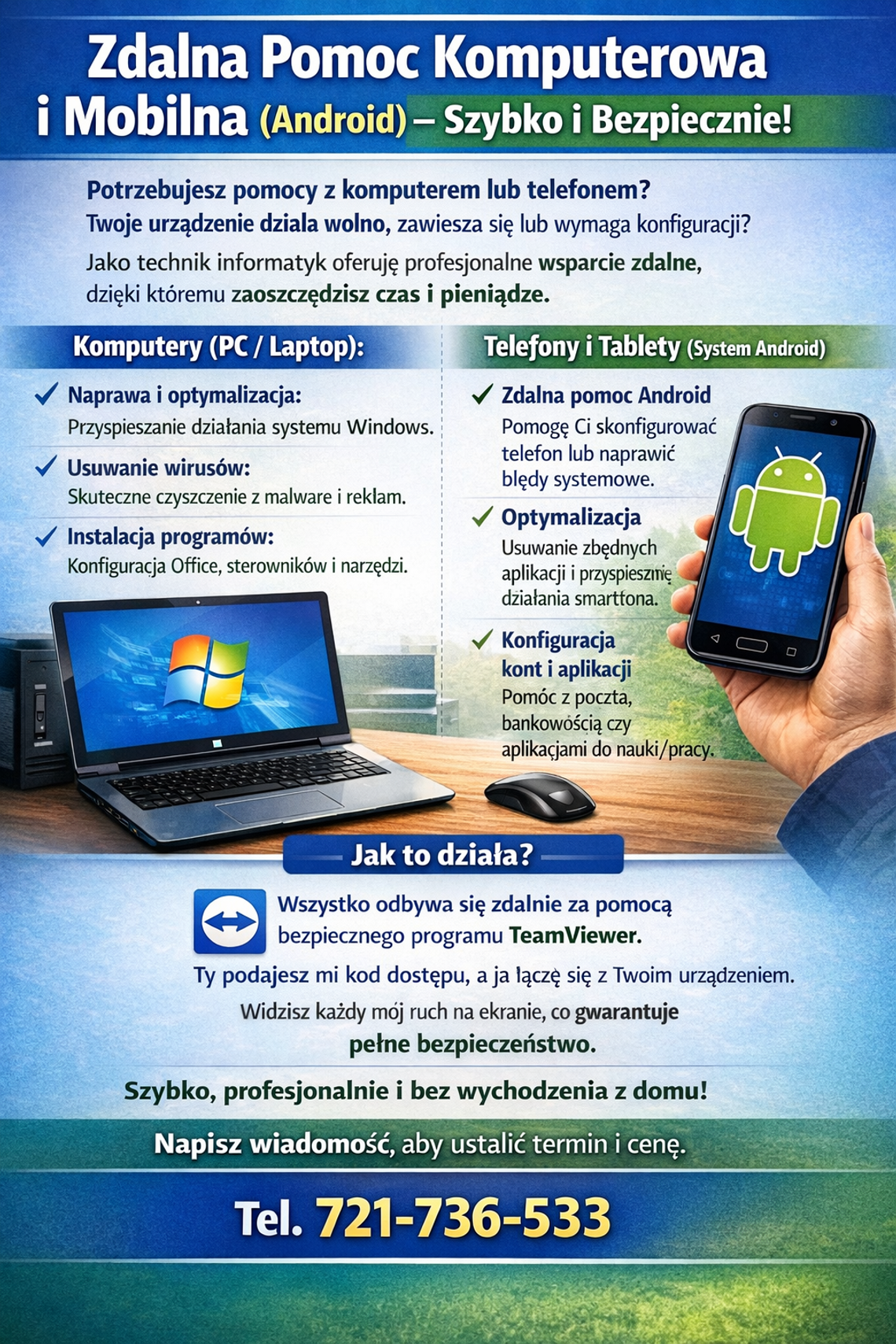 Zdalna Pomoc Komputerowa i Mobilna (Android) – Szybko i Bezpiecznie! Zdalna Pomoc Komputerowa i Mobilna (Android) – Szybko i Bezpiecznie!