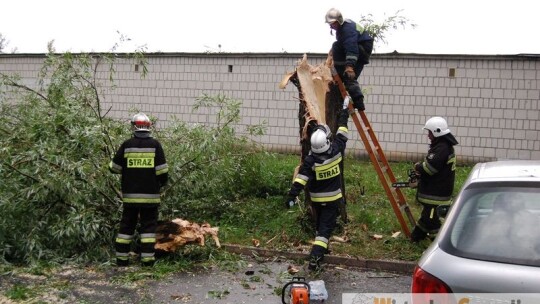 Powalone drzewa, zerwane trakcje i dachy