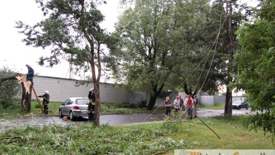 Powalone drzewa, zerwane trakcje i dachy