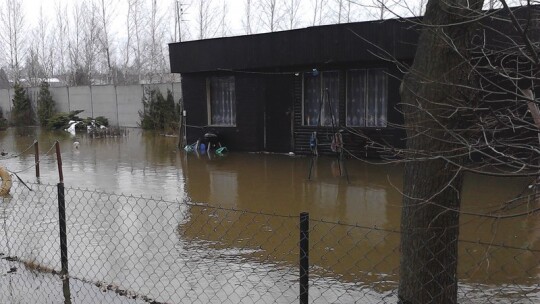 Błąd operatora koparki. Zalane posesje na Wiejskiej.