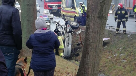 Bus z 12 osobami wylądował w rowie