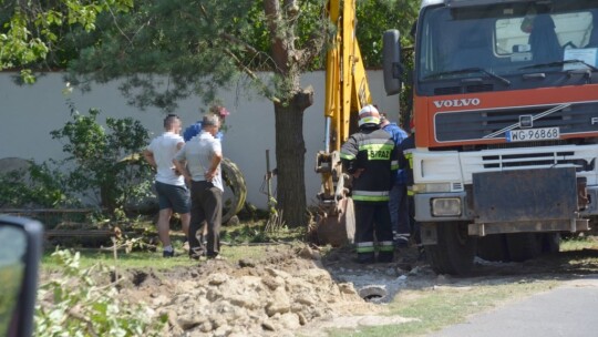 Rozszczelniona rura z gazem w Woli Rębkowskiej