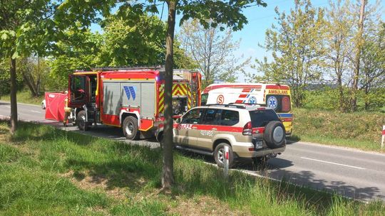 Zderzenie auta z motocyklem. Zablokowana DK 76